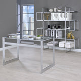 Hartford Chrome Glass Top Writing Desk - side view