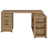 Top view highlighting mango laminate surface of Yvette desk