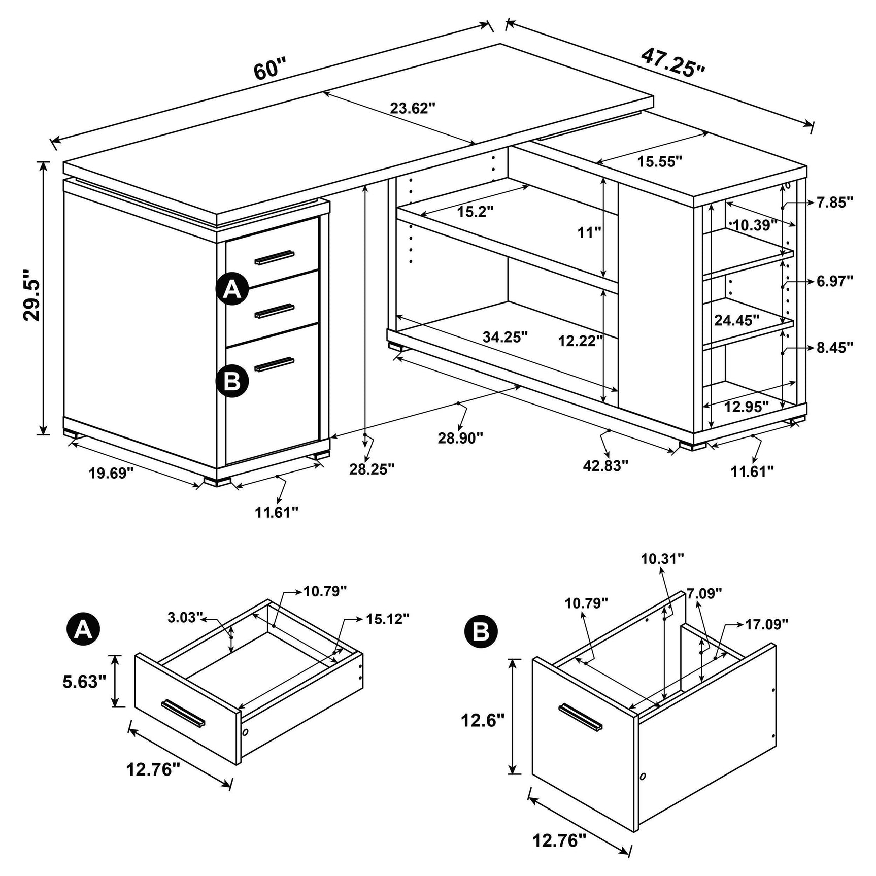 Yvette desk in office setting with chair