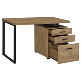 Close-up of Brennan desk metal frame and drawer handles