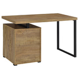 Angle view of Brennan mango finish desk