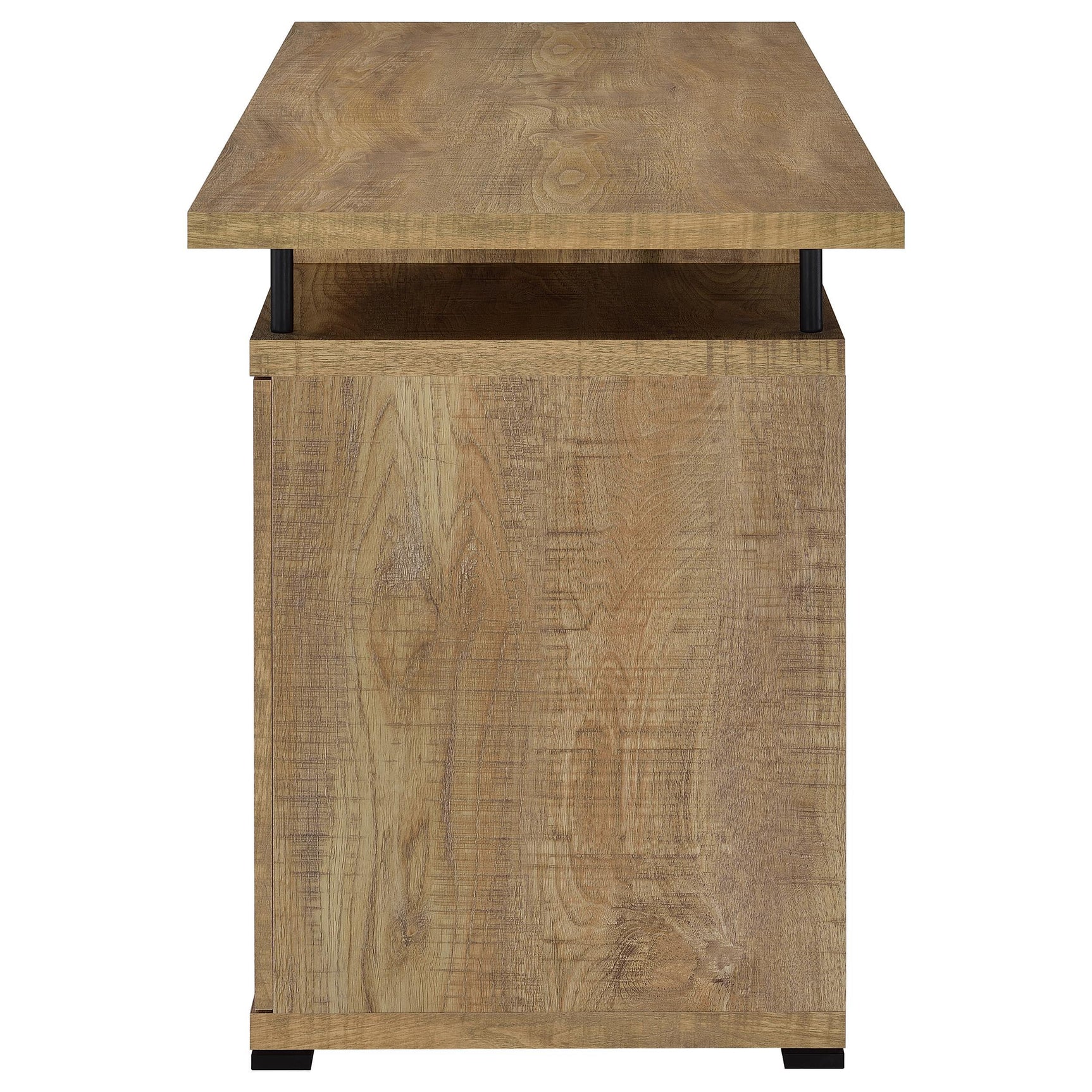 Storage cabinet door open showing interior space