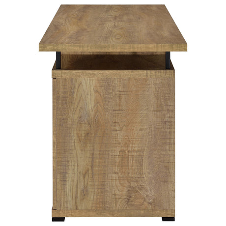 Storage cabinet door open showing interior space