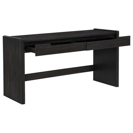 Leandro writing desk side angle with open leg design