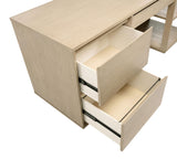 Harkes 75-inch Elm Veneer Computer Desk angled view displaying drawers and wood finish