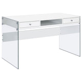 Side view of Dobrev Writing Desk showing metal legs