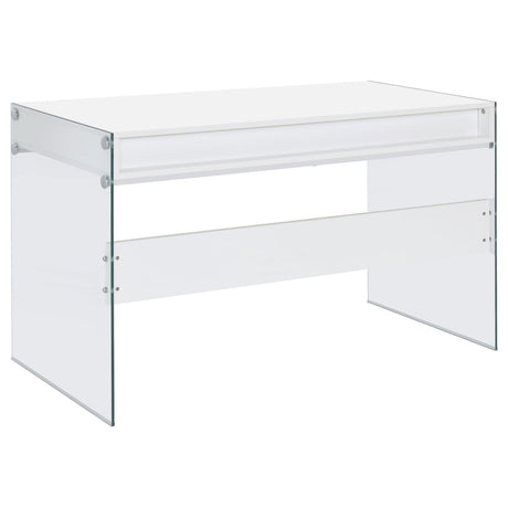 Top view of glossy white surface on Dobrev desk