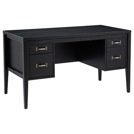 Graham computer desk drawer detail with gunmetal pulls
