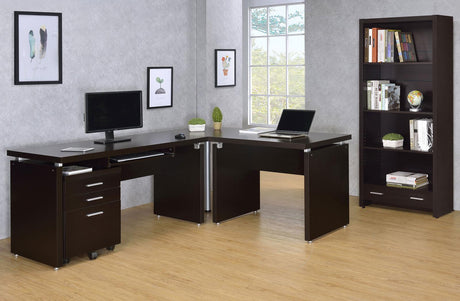 Front angle view of Skylar Warm Cappuccino Desk Return