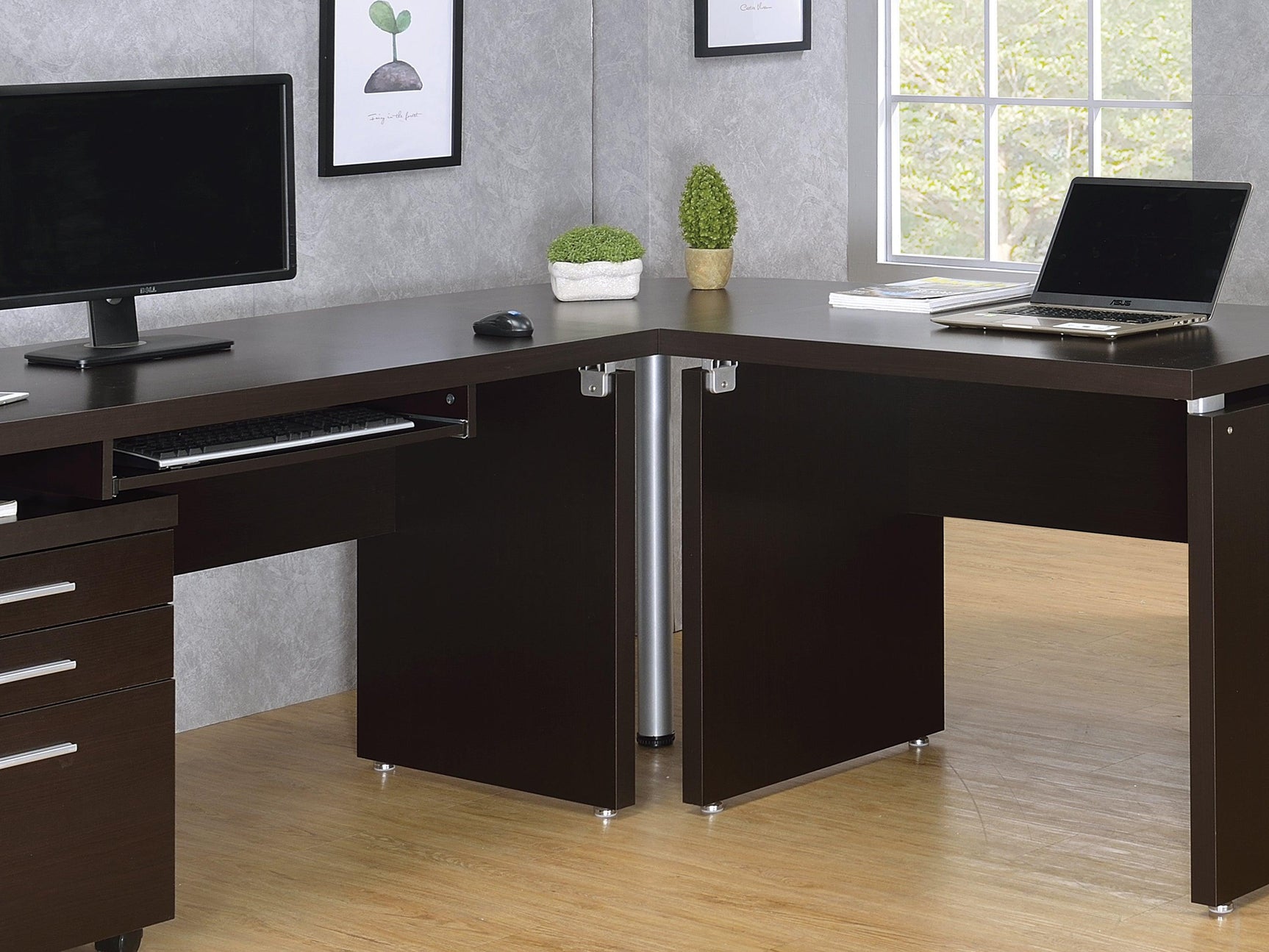 Side view of Skylar 3-Drawer Mobile File Cabinet in cappuccino finish