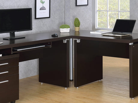 Side view of Skylar 3-Drawer Mobile File Cabinet in cappuccino finish