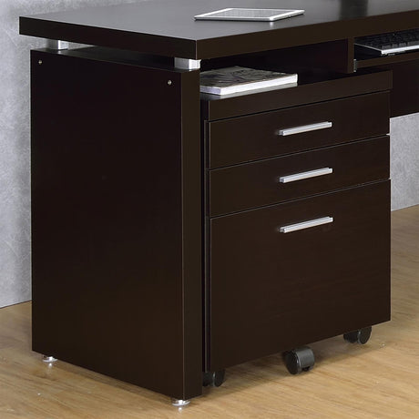 Skylar 3-Drawer Mobile File Cabinet in cappuccino, angled front view