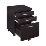 Skylar bookcase showing drawer interior and Euro glide mechanism