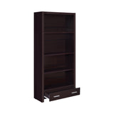 Skylar bookcase with books and decor displayed on shelves