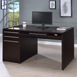 Halston 3-Drawer Connect-it Office Desk Cappuccino, angled view
