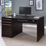 Halston 3-Drawer Connect-it Office Desk Cappuccino, angled view