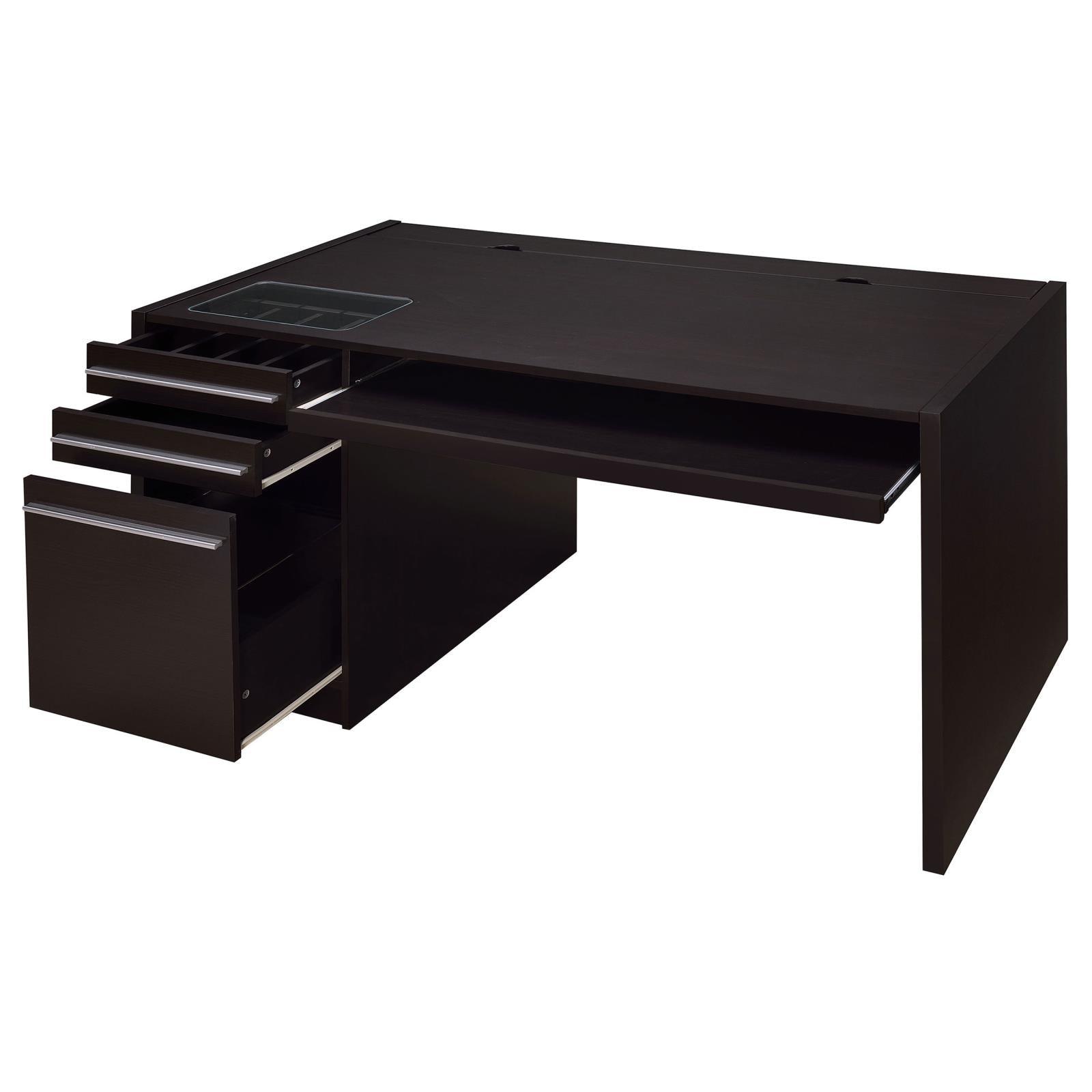 Halston Desk showing cable management system