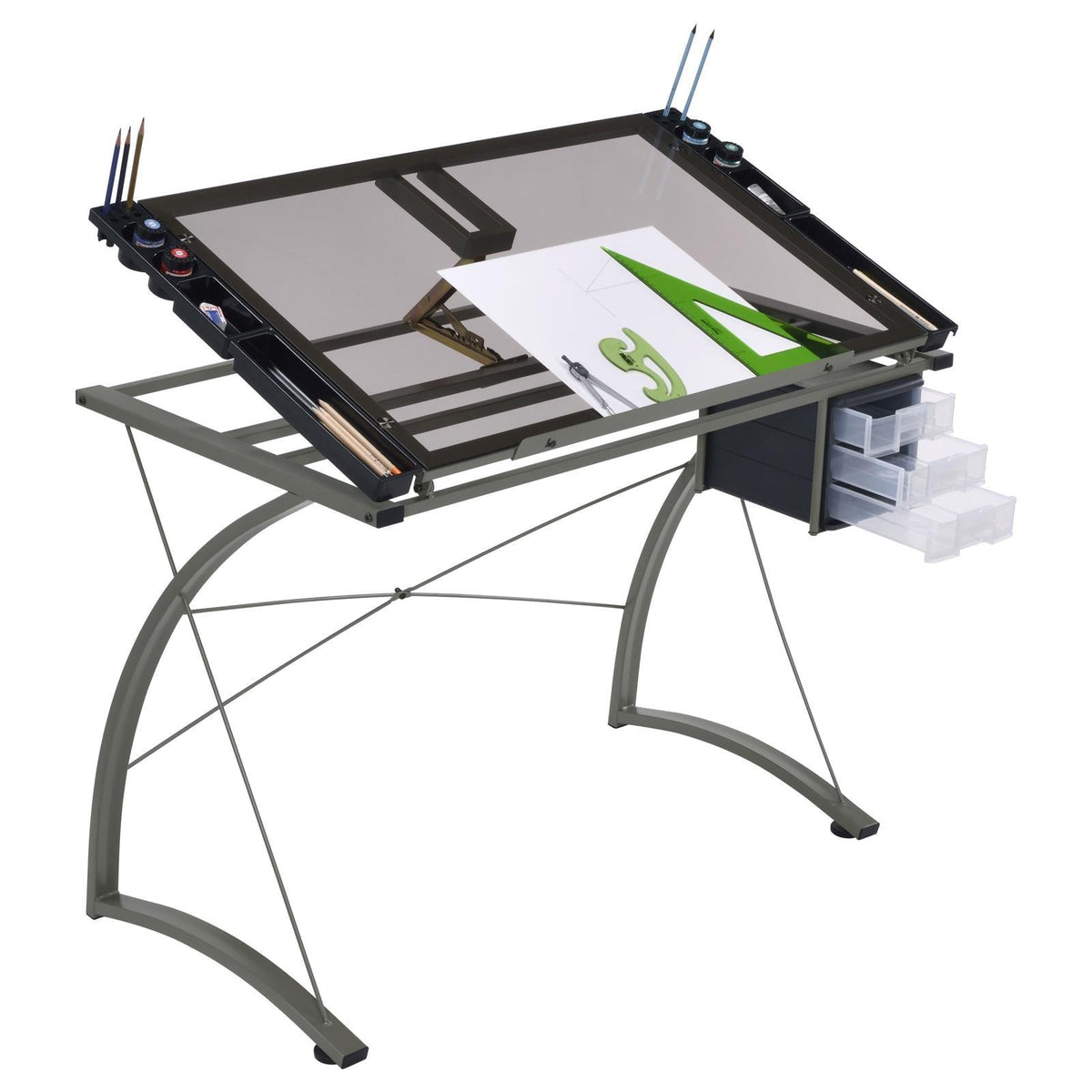 Melo Drafting Desk adjustable height mechanism detail