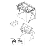 Melo Champagne Drafting Desk full assembly view
