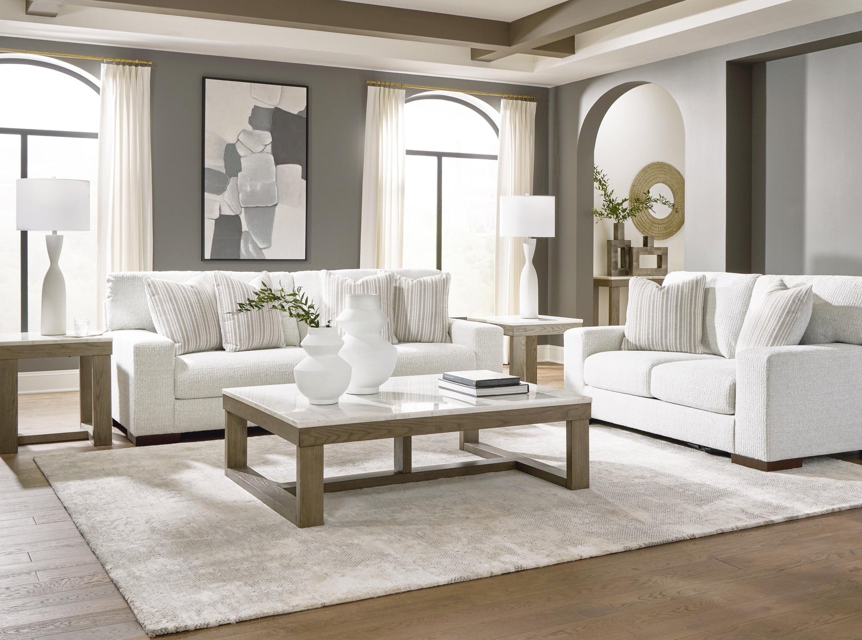 detail view of Hartside Frosted Sofa and Loveseat furniture