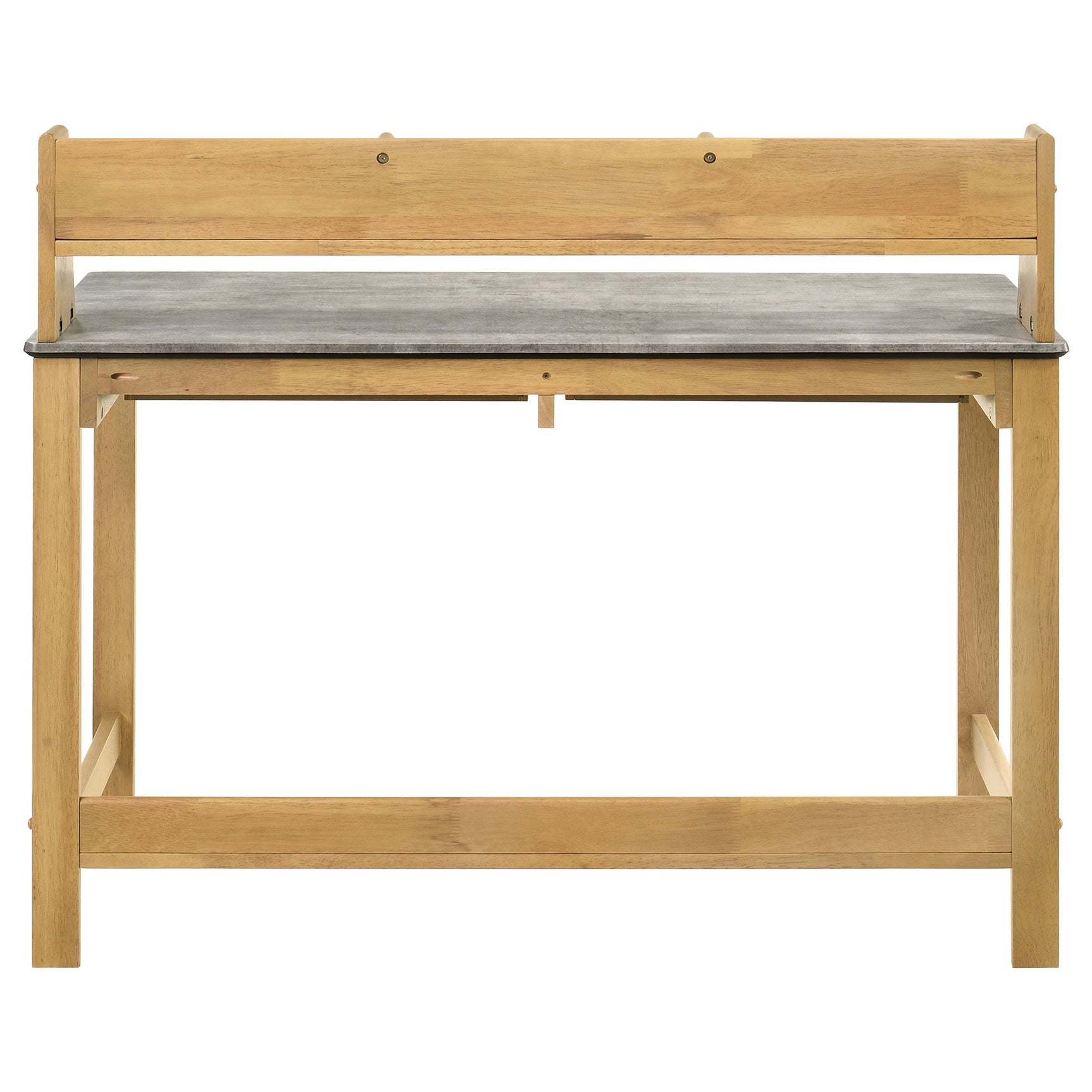 Lower fixed shelf with notebooks