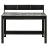 Rubberwood frame and stretcher details on Besler desk