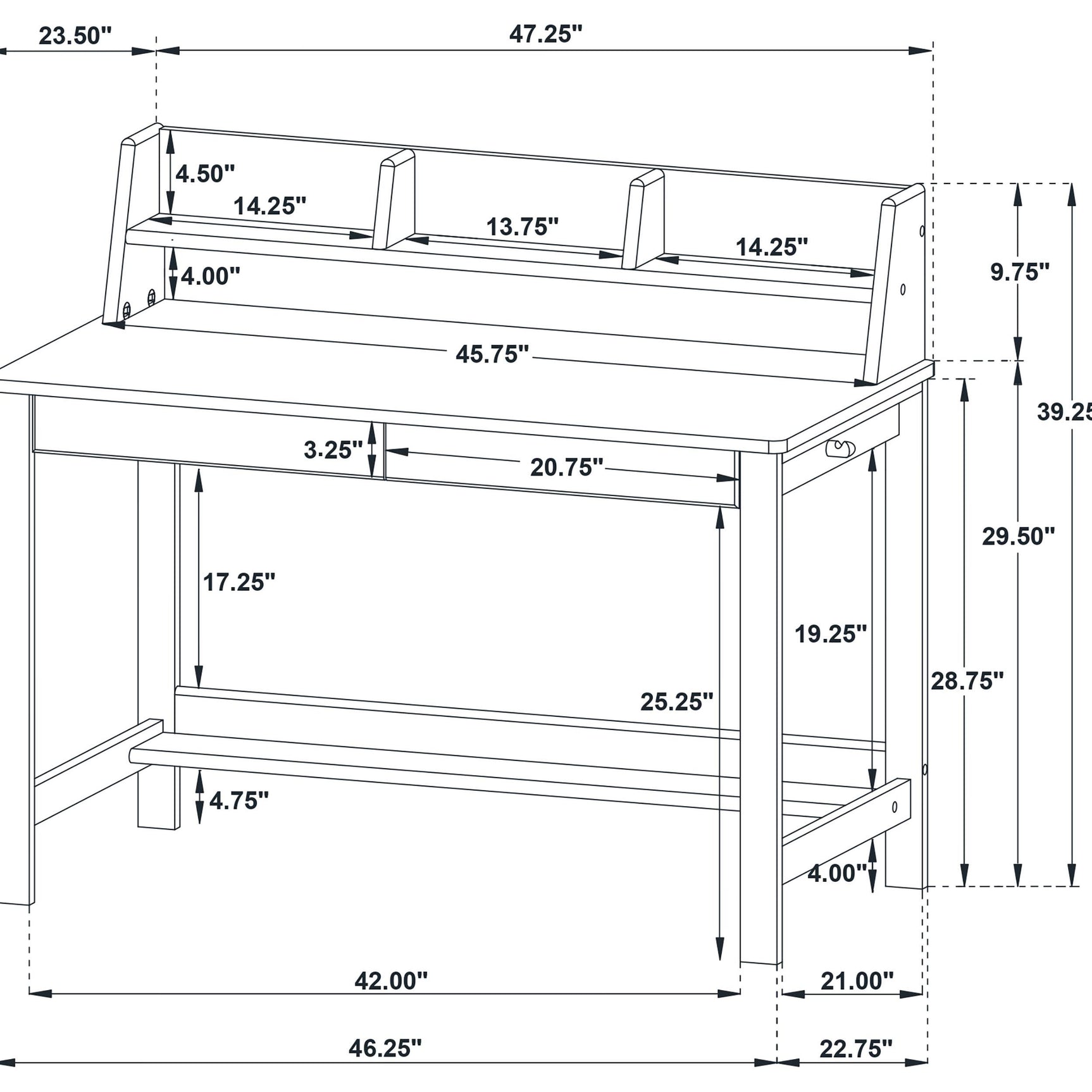 Overall angled view of Besler Writing Desk