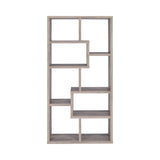 Side view of Theo grey driftwood 10-Shelf Bookcase