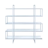 Side view of Sema 5-Shelf chrome and glass bookcase