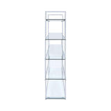 Detailed view of metal frame and plastic glides