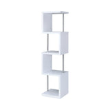 Baxter 4-Shelf Bookcase in white and chrome side view