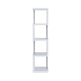 Close-up of chrome metal supports on Baxter bookcase