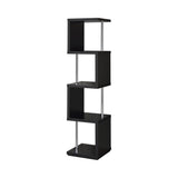 Baxter 4-Shelf Bookcase Black and Chrome side angle