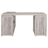Yvette Naturak Driftwood L-shape Office Desk open shelves detail