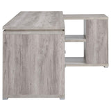 Yvette Naturak Driftwood L-shape Office Desk filing cabinet drawer
