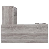 Yvette Naturak Driftwood L-shape Office Desk reversible setup option