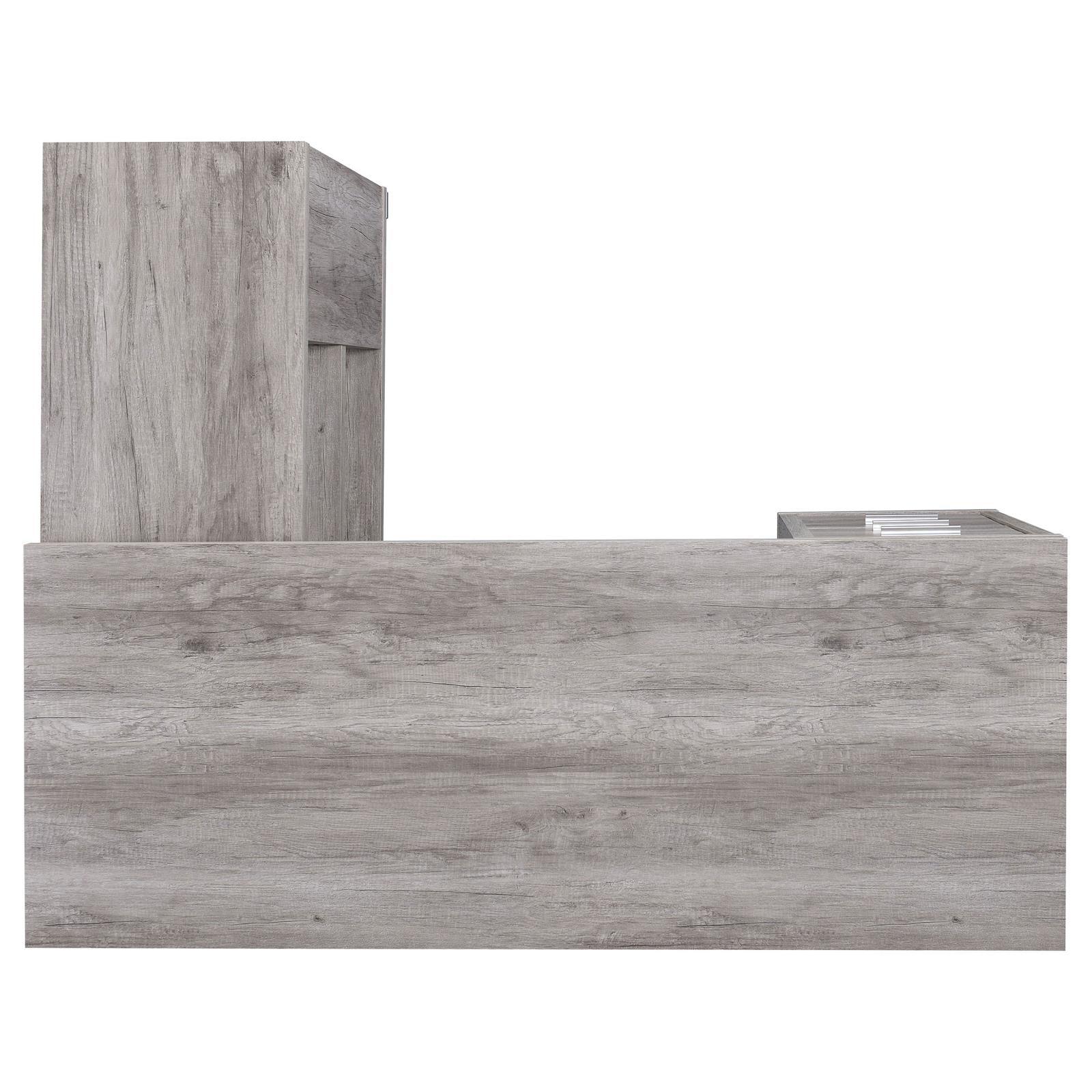 Yvette Naturak Driftwood L-shape Office Desk reversible setup option