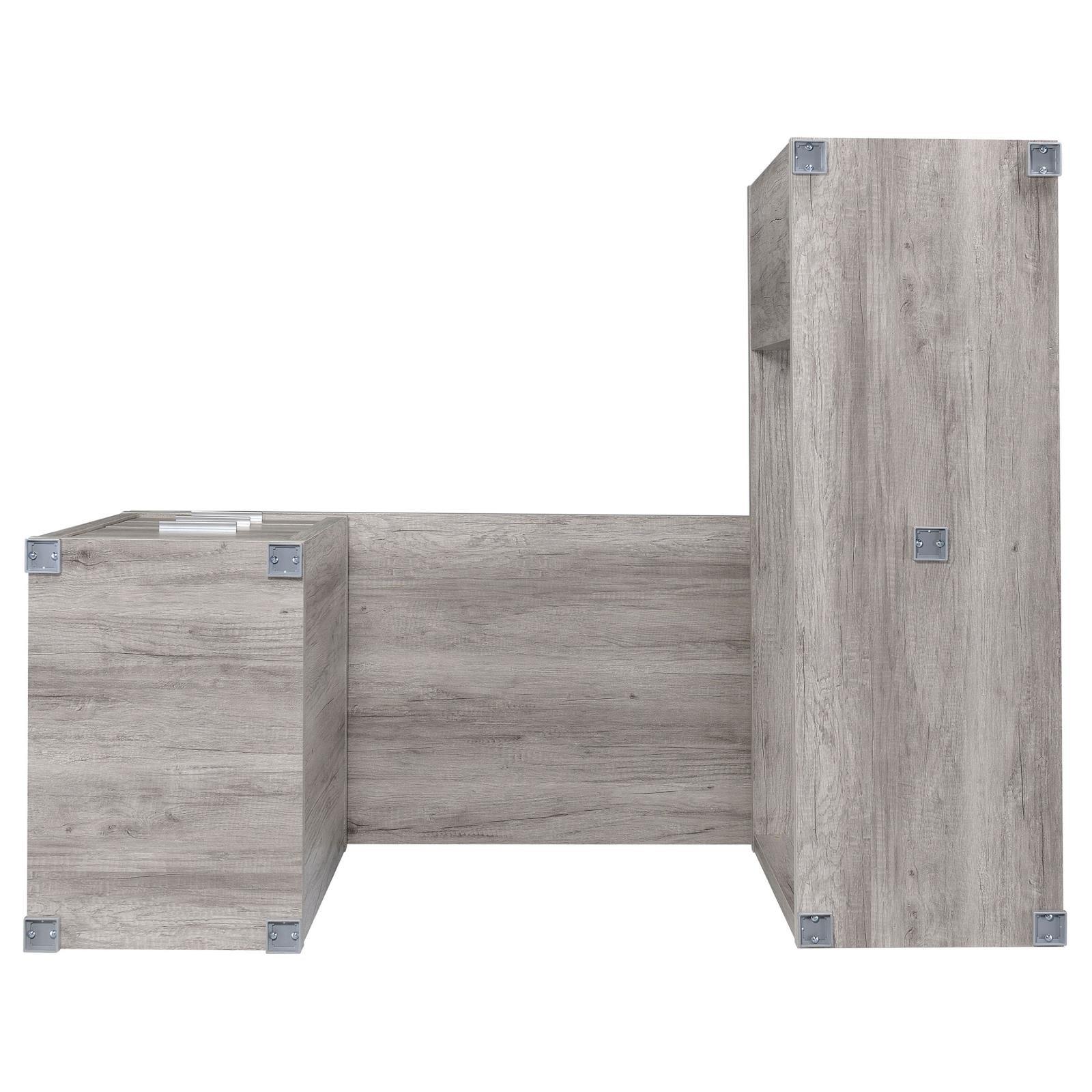 Yvette Naturak Driftwood L-shape Office Desk pull handle hardware