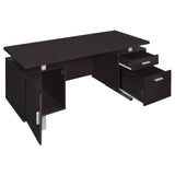 Top surface of Lawtey cappuccino desk with built-in charging station