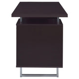 Open cabinet door showing storage compartment in Lawtey desk