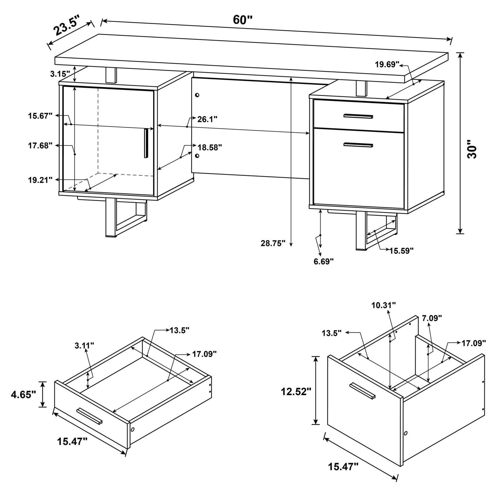 Lawtey Cappuccino office desk full front angle
