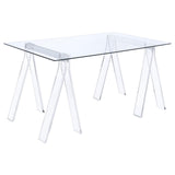 Side angle of Amaturo glass and chrome writing desk