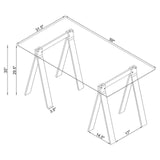 Close-up of chrome legs on Amaturo writing desk