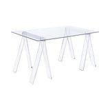 Stacked decor items on Amaturo acrylic ladder bookcase
