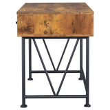 Analiese 2-Piece Writing Desk and Bookcase Set in Antique Nutmeg and Black finish