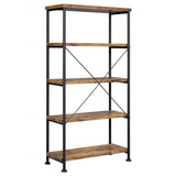 Analiese 2-Piece Writing Desk and Bookcase Set in Antique Nutmeg and Black finish