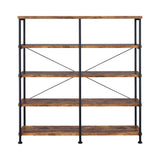 Side angle of Analiese 4-shelf open bookcase in antique nutmeg