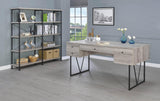 Side view of Analiese 4-Shelf Open Bookcase in Grey Driftwood