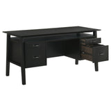 Goodson desk side view showing open shelf and drawer detail