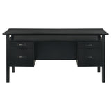 Close-up of dark bronze drawer pulls on Goodson desk